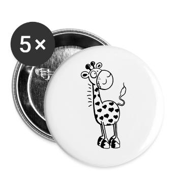 Cute Giraffe with hearts - Buttons large 2.2''/56 mm (5-pack) - white - Front
