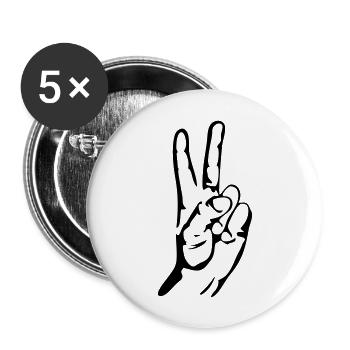 hand design peace - Buttons groß 56 mm (5er Pack) - Weiß - Vorne