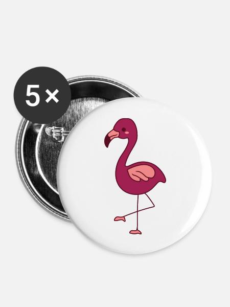 Suesser Flamingo Design - Buttons groß 56 mm (5er Pack) - Weiß