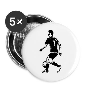 Fussballspieler Sport - Buttons groß 56 mm (5er Pack) - Weiß - Vorne