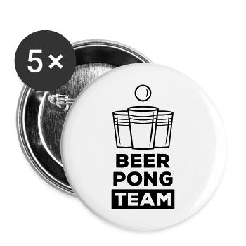 beer pong team - Buttons groß 56 mm (5er Pack) - Weiß - Vorne