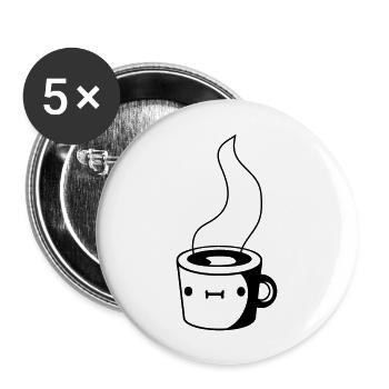 Cute coffee cup - Buttons large 2.2''/56 mm (5-pack) - white - Front