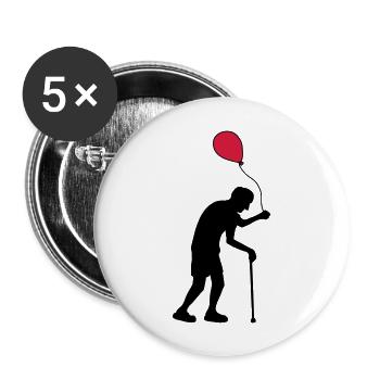 Grand-père avec un ballon - Lot de 5 grands badges (56 mm) - blanc - Devant