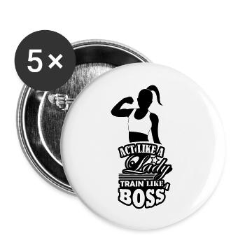 train_like_a_boss_001 - Lot de 5 grands badges (56 mm) - blanc - Devant