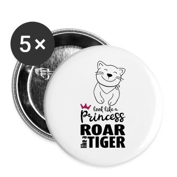 Tigre de maison - Lot de 5 grands badges (56 mm) - blanc - Devant
