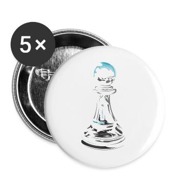 Schach Bauer Pawn Schachspieler Logo Schachverein - Buttons groß 56 mm (5er Pack) - Weiß - Vorne