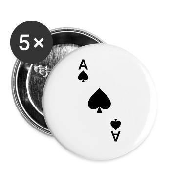 Spielkarte Pik Ass - Buttons groß 56 mm (5er Pack) - Weiß - Vorne