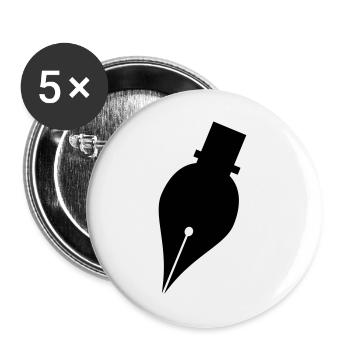 Writing pen or ink pen logo for writer - Buttons large 2.2''/56 mm (5-pack) - white - Front