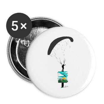 Paraglider paragliding mountains hang gliding - Buttons large 2.2''/56 mm (5-pack) - white - Front