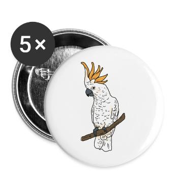 Cockatoo Bird Parrot - Orange-hooded cockatoo - Buttons large 2.2''/56 mm (5-pack) - white - Front
