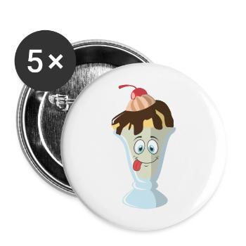 Lustige Eiscreme Ice Cream Cartoon Motiv - Buttons groß 56 mm (5er Pack) - Weiß - Vorne