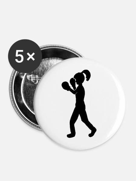 Sportlerin - Buttons groß 56 mm (5er Pack) - Weiß