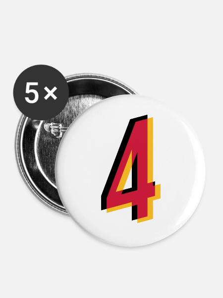 4 Number Germany jersey number black red gold - Buttons large 2.2''/56 mm (5-pack) - white