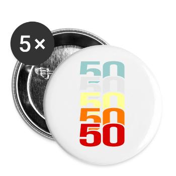 50th birthday 50 year old gift - Buttons large 2.2''/56 mm (5-pack) - white - Front