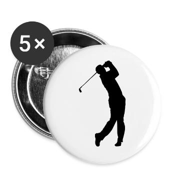 Golfer Schatten - Buttons groß 56 mm (5er Pack) - Weiß - Vorne