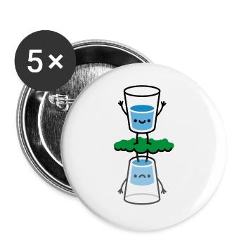 The glass is half full, half empty funny optimist - Buttons large 2.2''/56 mm (5-pack) - white - Front