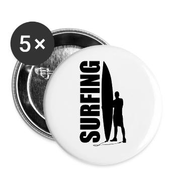 Le design de surf comme cadeau pour la planche de surf surfeur - Lot de 5 grands badges (56 mm) - blanc - Devant