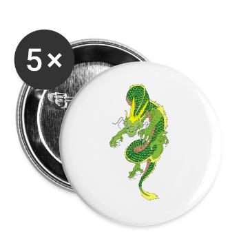 Japan Drache Anime by The Manzanita´s - Buttons groß 56 mm (5er Pack) - Weiß - Vorne