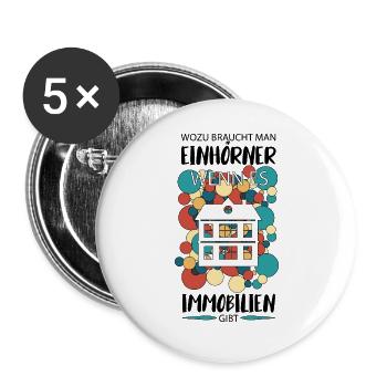 Immobilienkaufmann Immobilien - Buttons groß 56 mm (5er Pack) - Weiß - Vorne