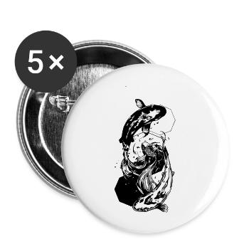 Koi - Lot de 5 grands badges (56 mm) - blanc - Devant