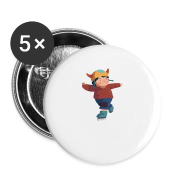 L’enfant monte des patins à roues alignées - Lot de 5 grands badges (56 mm) - blanc - Devant