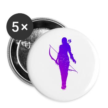 Archery Women Girls Silhouette Archery Bog - Buttons large 2.2''/56 mm (5-pack) - white - Front