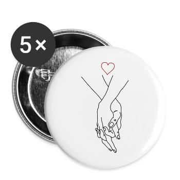 hands couple heart - Buttons large 2.2''/56 mm (5-pack) - white - Front