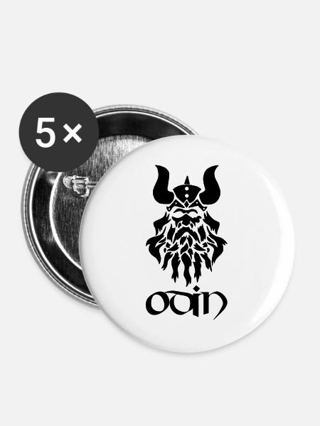 Nordischer Gott Odin (schwarz) - Buttons groß 56 mm (5er Pack) - Weiß