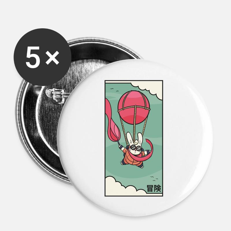 Flying rabbit - Buttons large 2.2''/56 mm (5-pack) - white