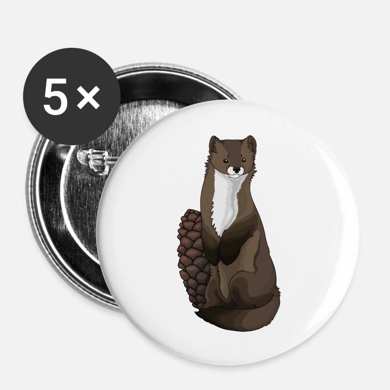 Marder - Buttons groß 56 mm (5er Pack) - Weiß