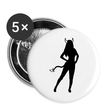 Satan Hot Girl - Buttons groß 56 mm (5er Pack) - Weiß - Vorne