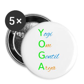 YOGA Yogi Om Gentil Arya - Des fondements du yoga - Lot de 5 grands badges (56 mm) - blanc - Devant