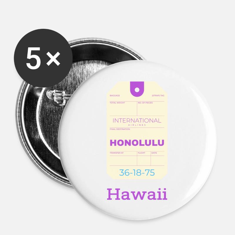 Hawaii - Buttons large 2.2''/56 mm (5-pack) - white