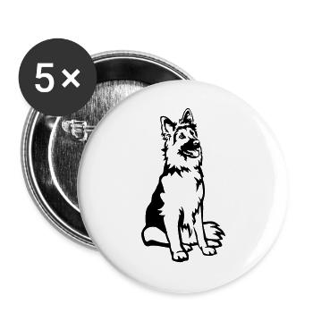 Deutscher Schäferhund - Buttons groß 56 mm (5er Pack) - Weiß - Vorne