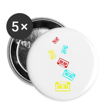 Kassette Symbol - Buttons groß 56 mm (5er Pack) - Weiß - Vorne