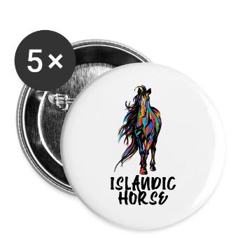 Chevaux islandais Déclaration Chevaux Fan de chevaux Islandais - Lot de 5 grands badges (56 mm) - blanc - Devant