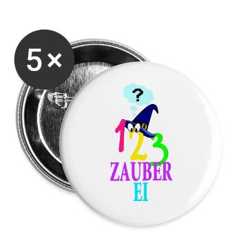 123 Zauberei Zauber Zauberhut Sprechblase comic - Buttons groß 56 mm (5er Pack) - Weiß - Vorne