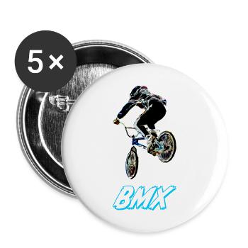 BMX Race Racing Mountainbike Motocross - Buttons groß 56 mm (5er Pack) - Weiß - Vorne