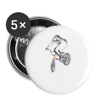 bmx race racing mountain bike motocross - Buttons large 2.2''/56 mm (5-pack) - white - Front