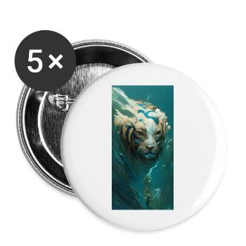 Water tiger - Buttons large 2.2''/56 mm (5-pack) - white - Front