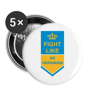 fight like ukrainians quote - Buttons large 2.2''/56 mm (5-pack) - white - Front