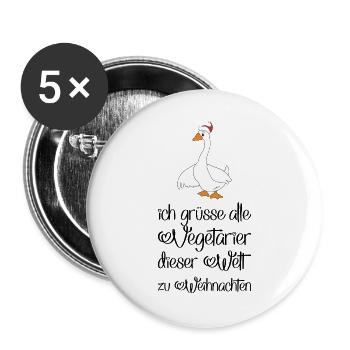 Lustige Geschenke für Vegetarier zu Weihnachten - Buttons groß 56 mm (5er Pack) - Weiß - Vorne