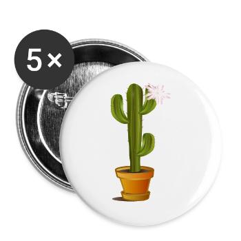 zauberhafter Kaktus im Blumentopf mit Blüte - Buttons groß 56 mm (5er Pack) - Weiß - Vorne