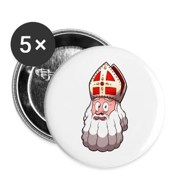 Saint Nicholas Face - Buttons large 2.2''/56 mm (5-pack) - white - Front