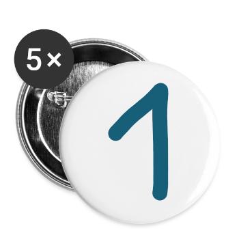 1 Nummer eins Zahl Geburtstag - Buttons groß 56 mm (5er Pack) - Weiß - Vorne