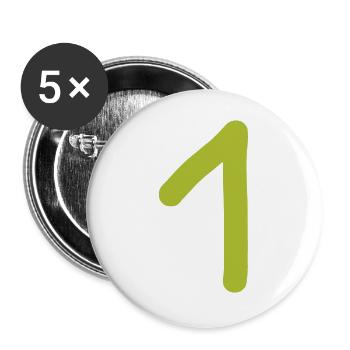 1 Nummer eins Zah grünl Geburtstag - Buttons groß 56 mm (5er Pack) - Weiß - Vorne