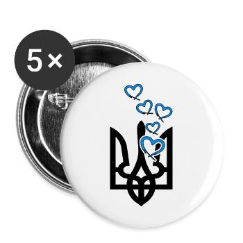 UKRAINE "slava ukraini" ukraine-love frontsupport - Buttons large 2.2''/56 mm (5-pack) - white - Front