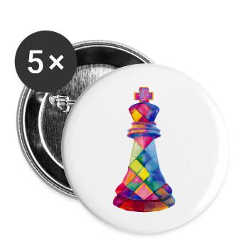 Art Chess Piece King - Lot de 5 grands badges (56 mm) - blanc - Devant