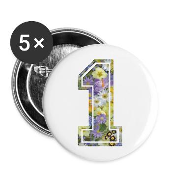 Numero 1 fleur, Équipe Foot, basket université - Lot de 5 grands badges (56 mm) - blanc - Devant