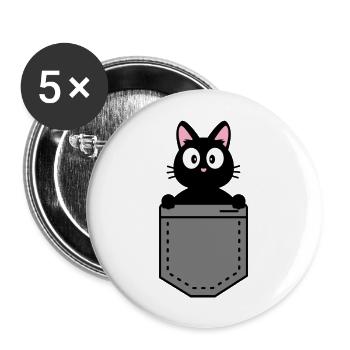 Katze im Gepäck - Buttons groß 56 mm (5er Pack) - Weiß - Vorne